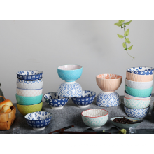 Japanese style ceramic dessert bowl,hand-painted ceramic rice bowl,glazed soup bowl.